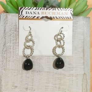 ✨Dana Buchman Silver Drop Earrings w/Black Stone